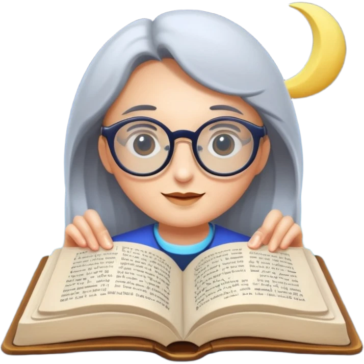 moon reading spell book with glasses emoji