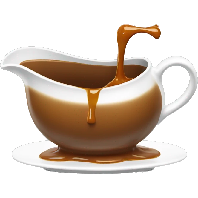 A gravy boat with a slow drip of gravy falling. emoji