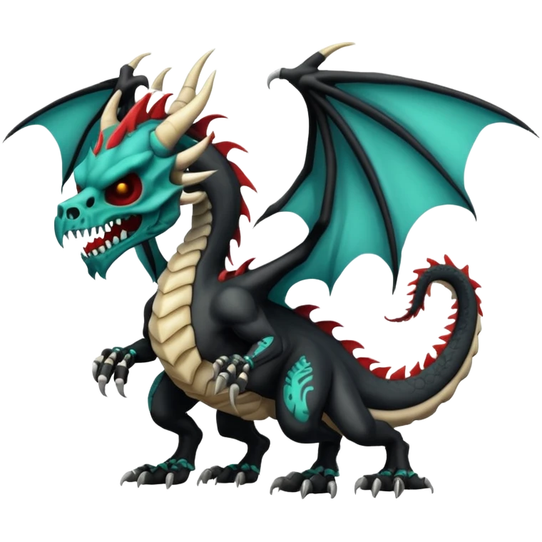 Skull-masked dragon, full body emoji