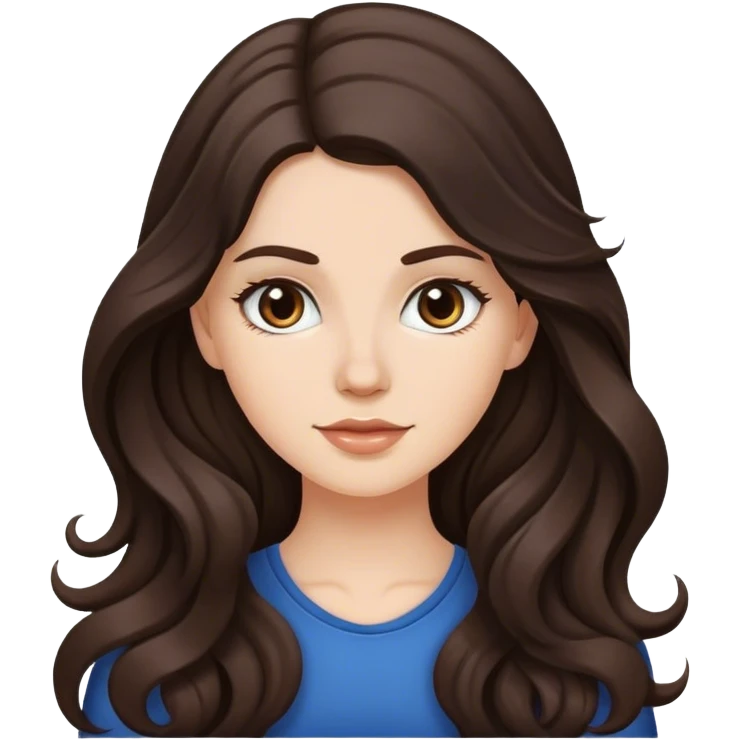 white girl with long wavy dark brown hair emoji