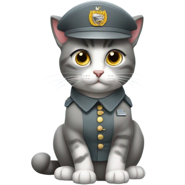 gray cat in the army emoji
