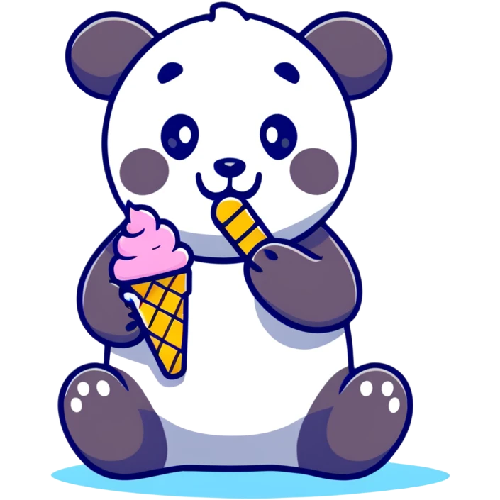 Panda eating ice cream emoji