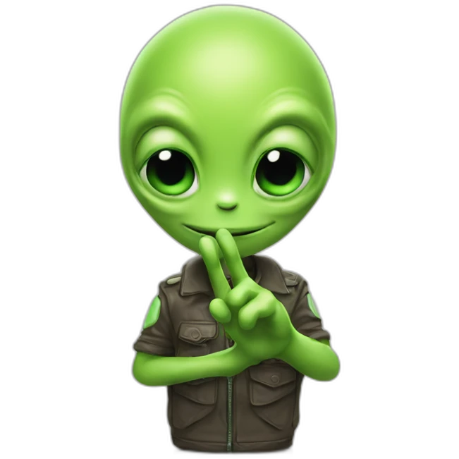 alien giving peace hand sign emoji