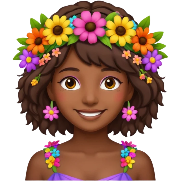 brown girl with flower crowns emoji