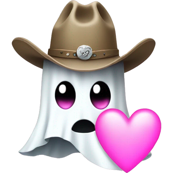 Ghost wearing a cowboy hat with a pink heart emoji