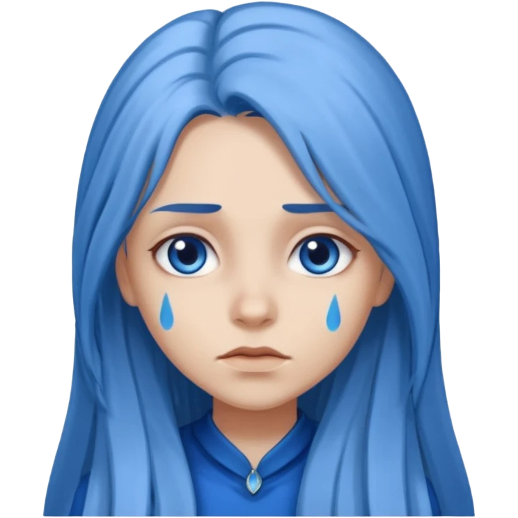 blue long hair killing looks in gray girl emoji