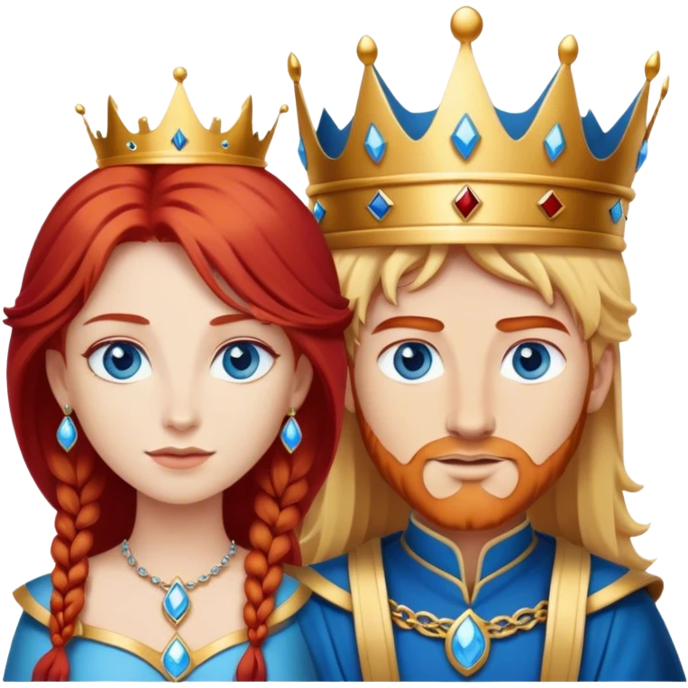 Red hair king, blonde queen, blue eyes emoji