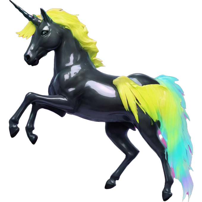 .Zombie_ Vaporwave black holographic oilslick zombie unicorn yellow caution tape graffiti Pegasus  emoji