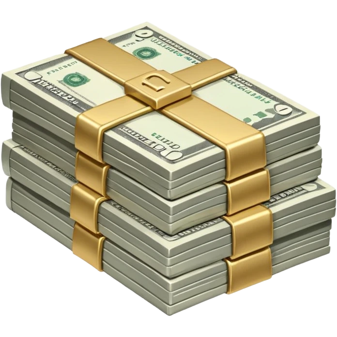 Metallic black-and-white money pack emoji, simple geometric stack of bills,minimal style
 emoji