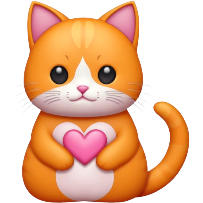 Gato naranja corazón rosa cuerpo entero kawaii emoji