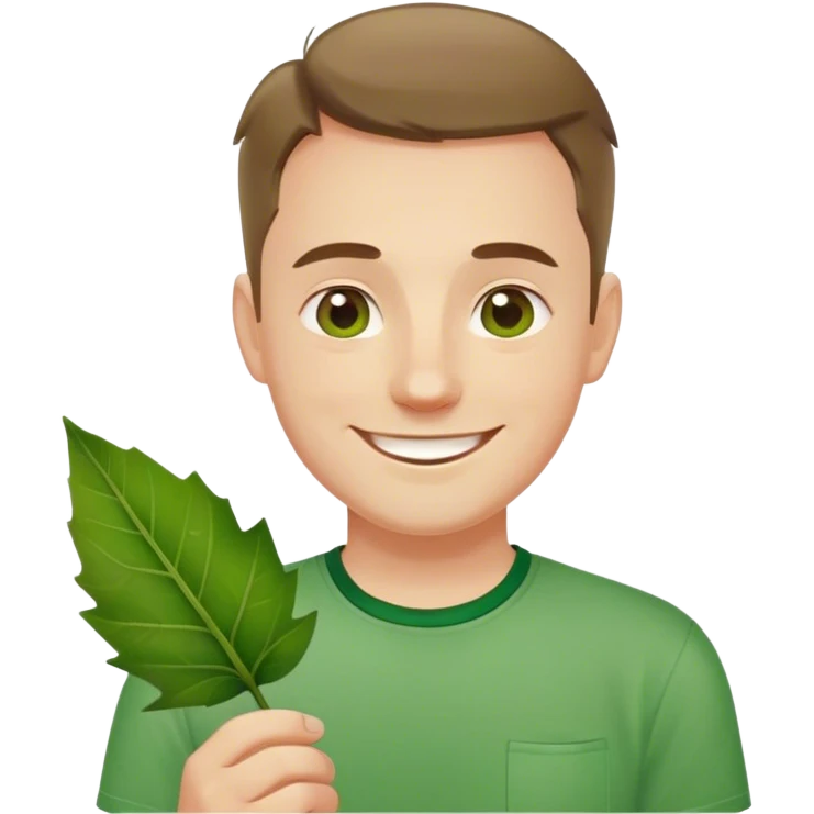 polish man in green shirt happy leaf emoji