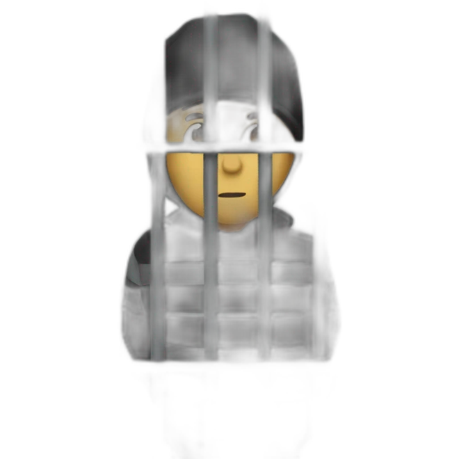 person that looks like a robber behind prison bars emoji