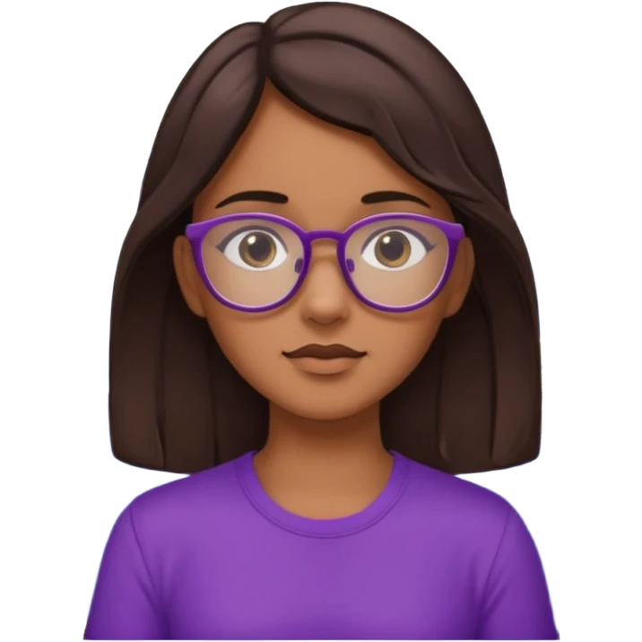 Chica de pelo moreno con gafas, lleva camisa violeta. Piel morena clara. Con Torre de Hércules de la Coruña detrás emoji
