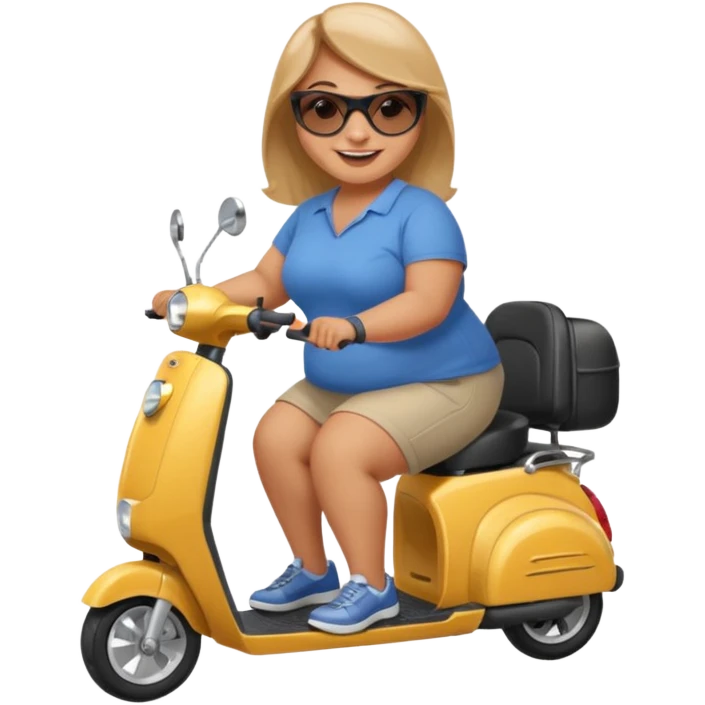 A plus sized woman on a mobility scooter emoji