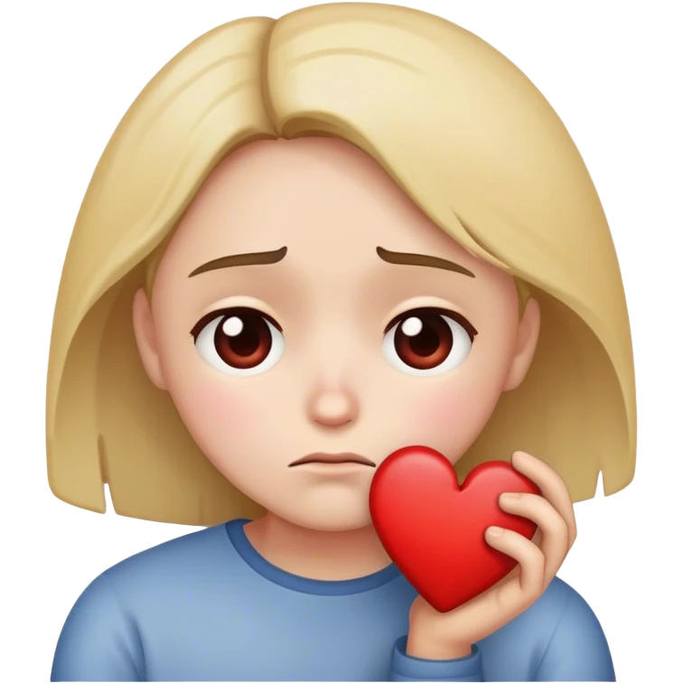 Üzgün suratli elinde kirik kalp olan emoji