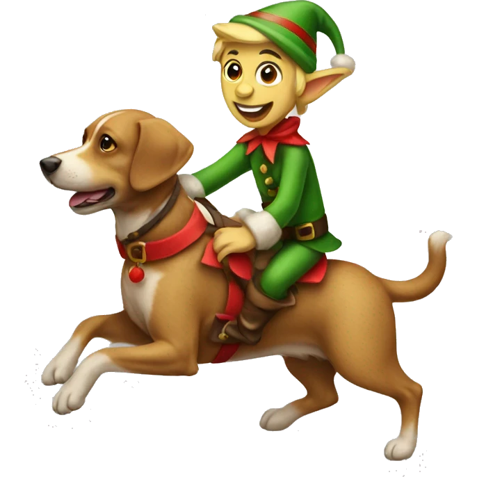 Christmas elf riding dog emoji