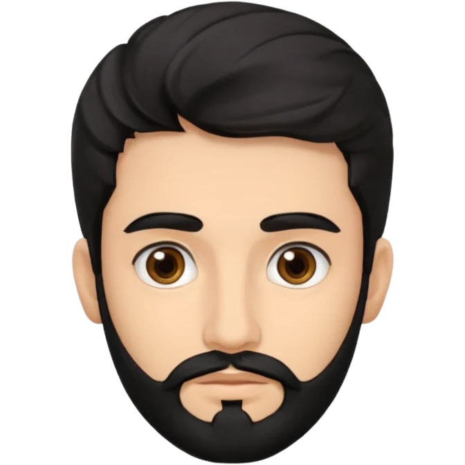 young fair skin Pakistani man with black beard wavy hair and thin brown eyes and thick eyebrows emoji