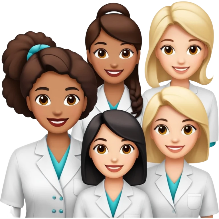 beauty salon team members standing together emoji