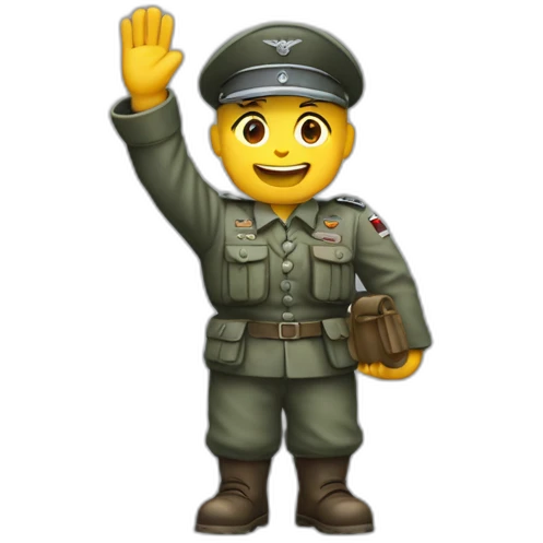 luftwaffe soldier raises arm greeting emoji