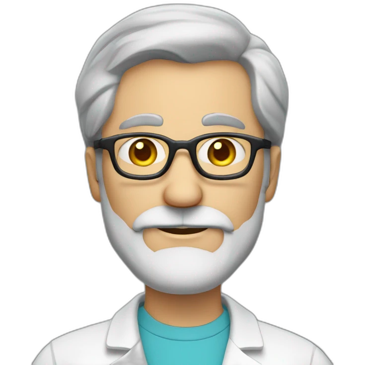 middle aged man with grey beard, doctor, shicky reading glasses emoji