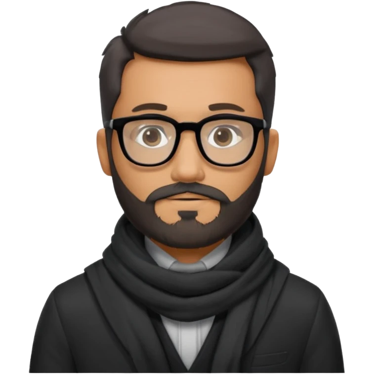 gray scarf male  beard hair with suit glasses emoji