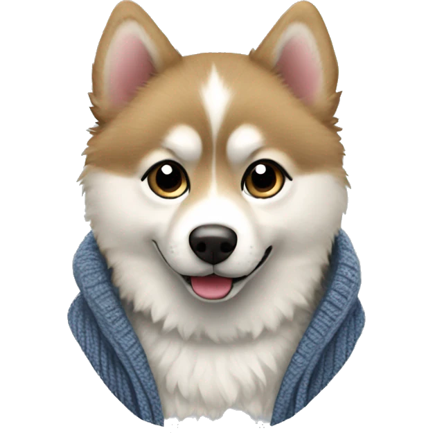 Pomsky wearing a cardigan emoji