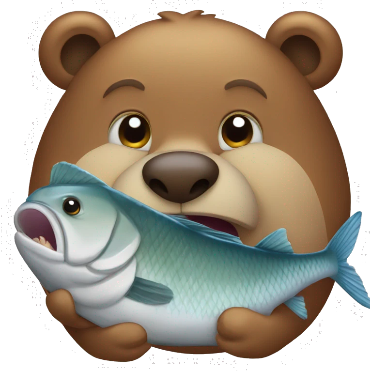 strong bear eating fish emoji