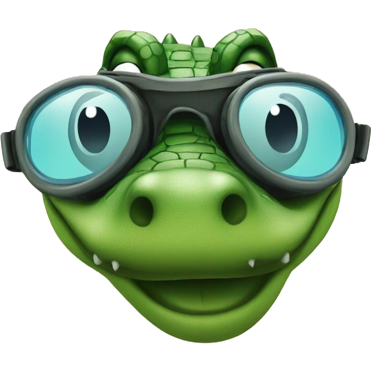 Alligator wearing goggles emoji