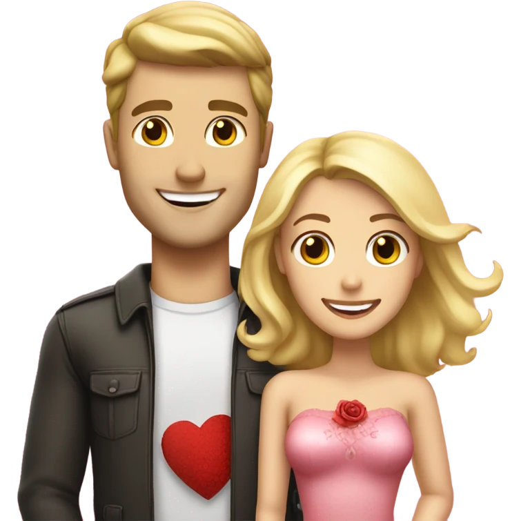 Caucasion male Valentine blonde woman  emoji