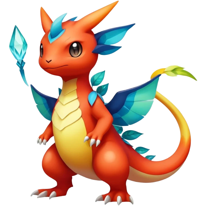 Elemental magical colorful exotic animesque Pokémon-Fakémon-creature, (full body) emoji