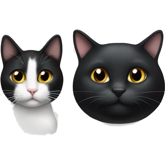 Two pet cats one is black and larger than the other which is a tuxedo cat emoji