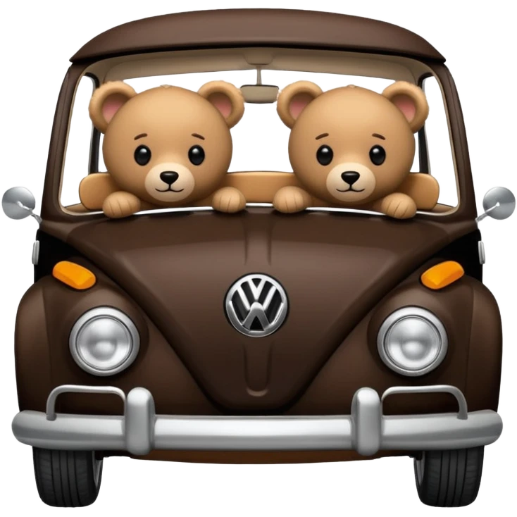 Two teddy bears in black Volkswagen  emoji