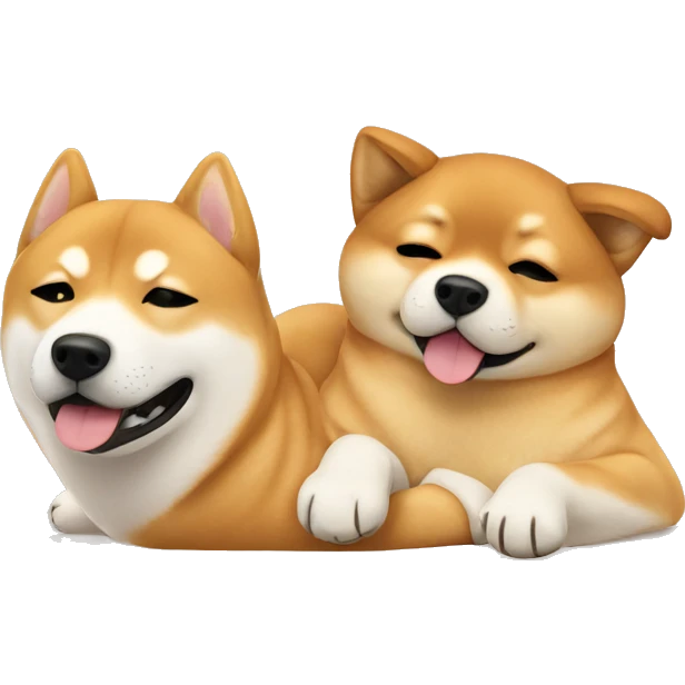 shiba inu and golden retriever laying on back emoji