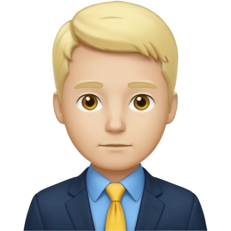consulting man with hand with white skin and blonde hair with blue shirt and yellow tie and black blazer emoji