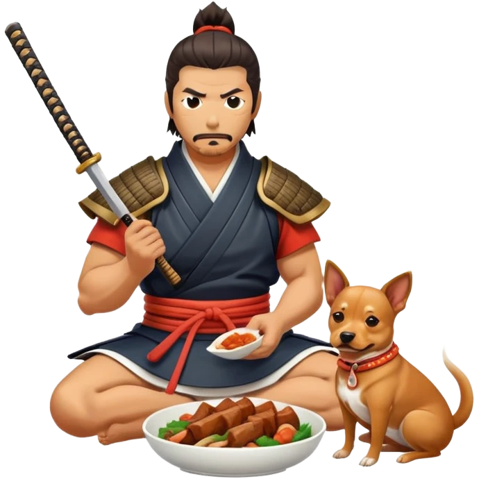 Samurai eating dog emoji