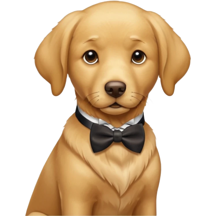 a golden Labrador retriever with a bowtie emoji