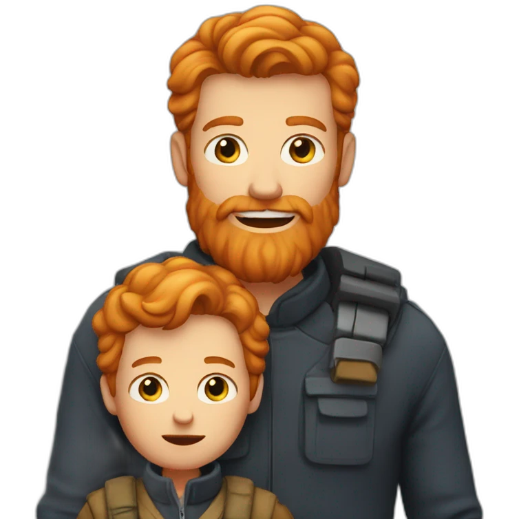 a ginger old women with his son a beard ginger emoji