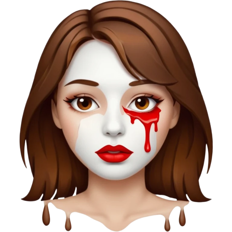 Brown Hair, Woman, white paint drip, face, hot, Sexy, lips emoji