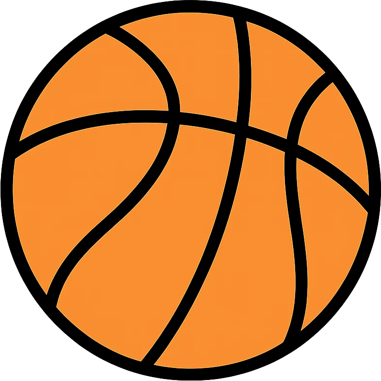 basketball as a lineal color icon, black outlines, simple and recognizable emoji