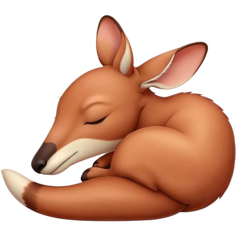 Meme-Worthy Cute Sleeping Adult Red Kangaroo Portrait Emoji, Head resting peacefully with a contented smile, showcasing a solid, reddish form with a characteristic red kangaroo-shaped head featuring a soft, elongated snout and small, relaxed ears, eyes shut in a serene, restful nap, Simplified yet adorably endearing features, highly detailed, glowing with a soft, drowsy outback light, high shine, relaxed and utterly lovable, stylized with an air of playful laziness, soft glowing outline, capturing the essence of a sleeping kangaroo that feels destined to become the next viral icon of adorable rest! emoji