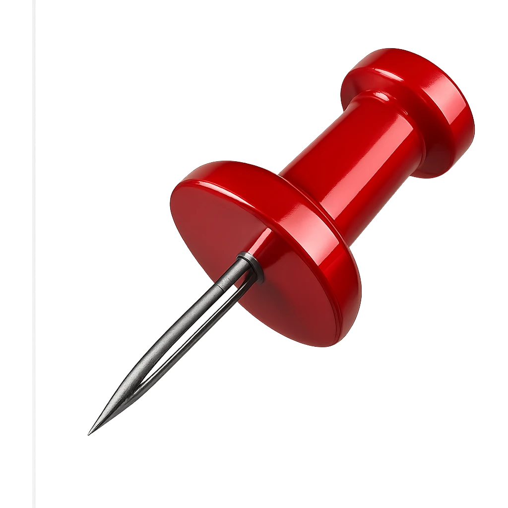Make the pushpin chrome style with the red areas remaining red and shiny, no background. emoji