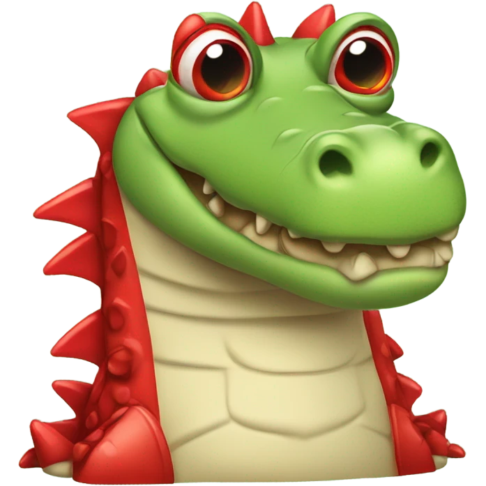 Cute Crocodile with big cute eyes wearing red shose emoji