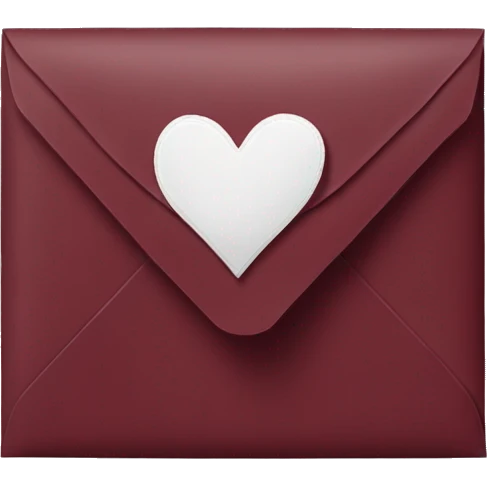burgundy closed envelope with white heart stamp emoji