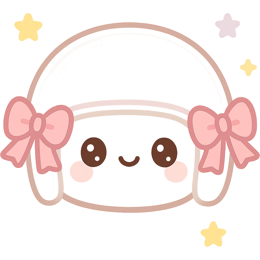 white helmet with pink ribbons on the sides emoji