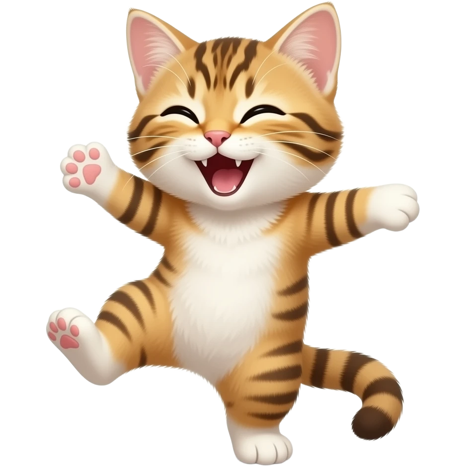 A giggling kitten dancing on Broadway emoji