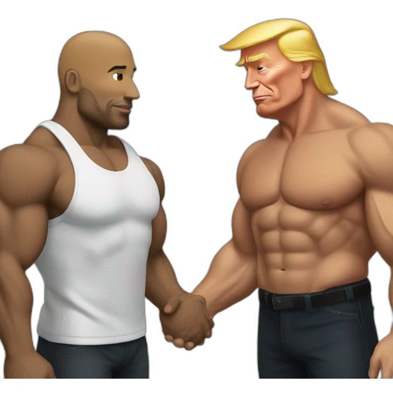 Donald Trump holding hands with The Rock emoji