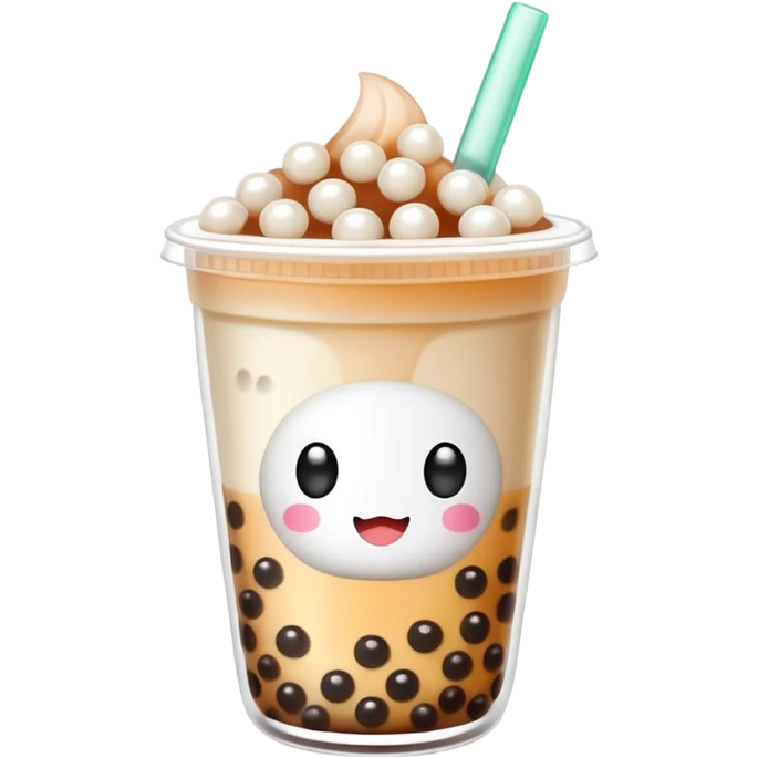 cute boba tea cup with tapioca pearls emoji