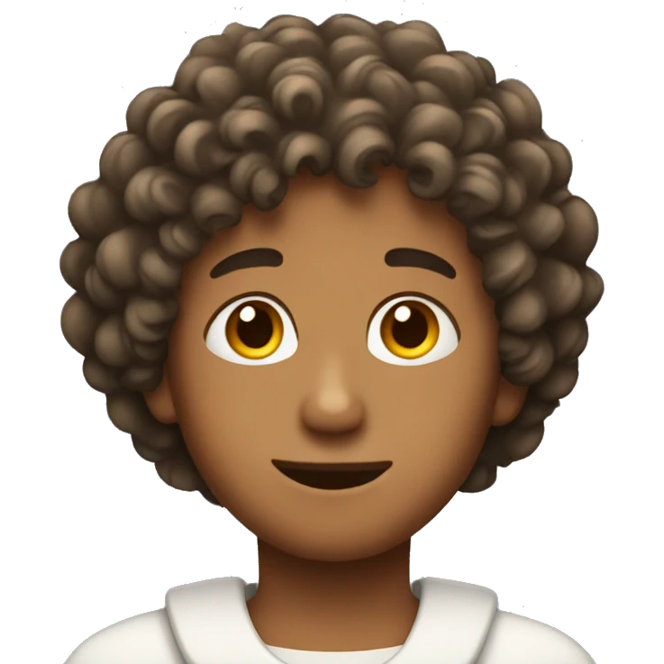boy with curly hair looking like an angel emoji