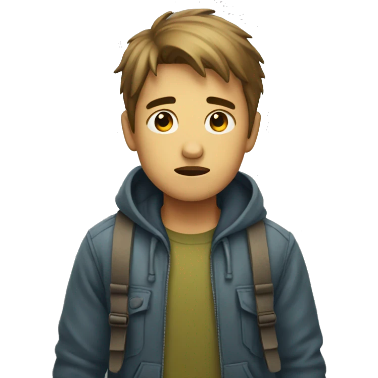 A boy walking very sad emoji