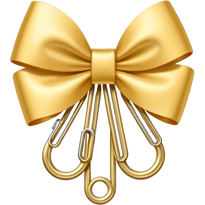 one gold paper clip with a white bow in the middle emoji
